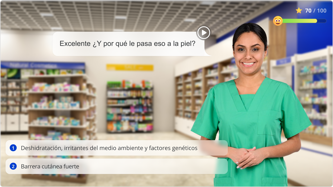 Simulación del diálogo creada con iSpring Suite